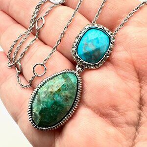 Alexis Bitar Turquoise Crystal Silver Tone Necklace